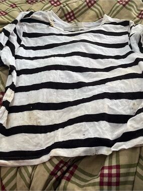 eye candy Black and White Striped Short Sleeve Tee